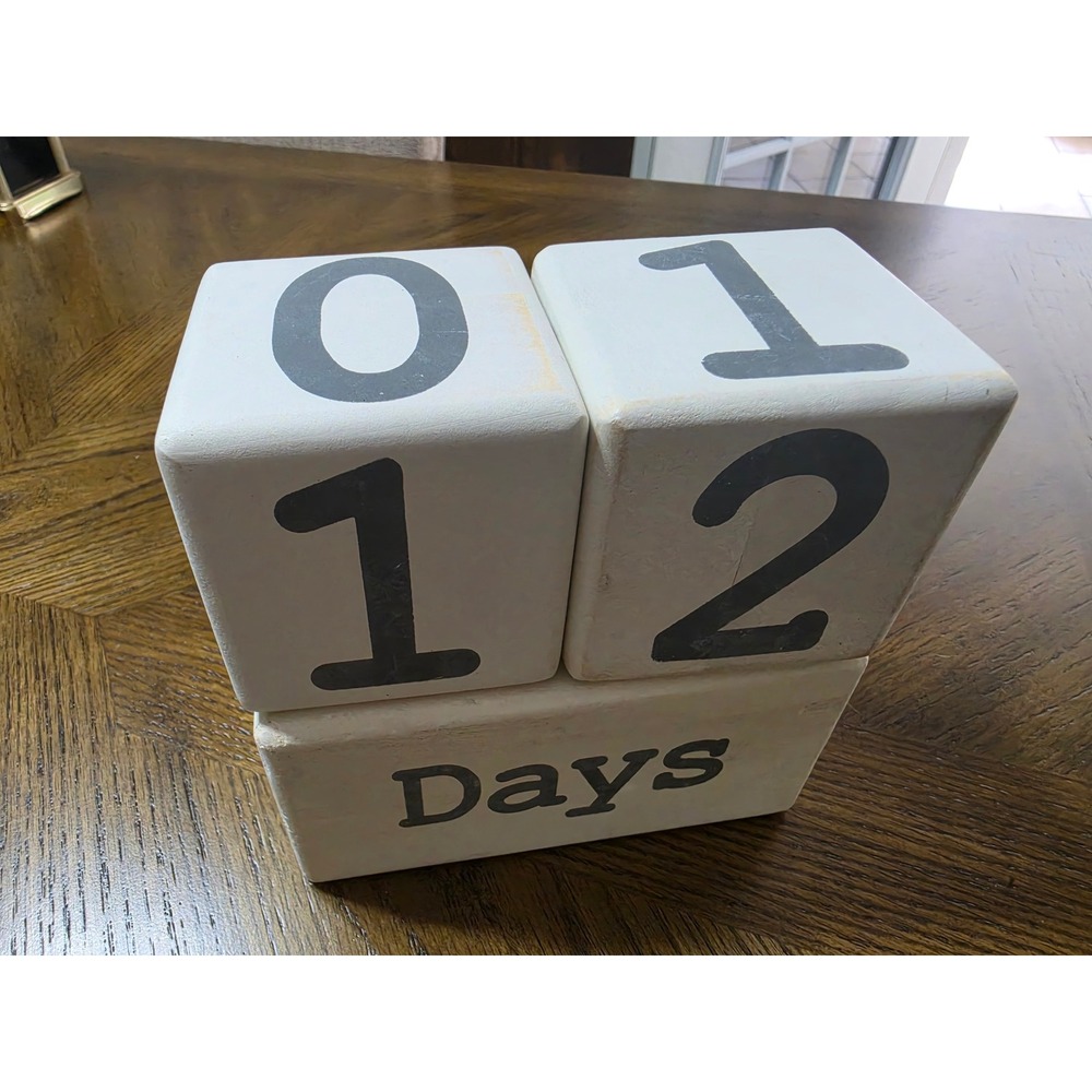 Wooden Baby Milestone Blocks White Gray Days Weeks Months Years Photo Prop Set